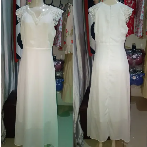 Vestido Branco Elegante com Detalhes em Renda NOVO