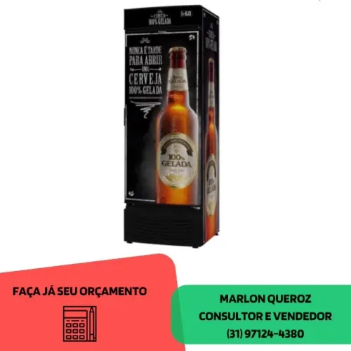 Cervejeira 431 Litros Porta Cega Adesivada Preta Fricon