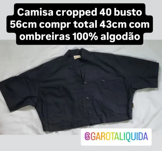Camisa n40 tipo cropped 100% algodão
