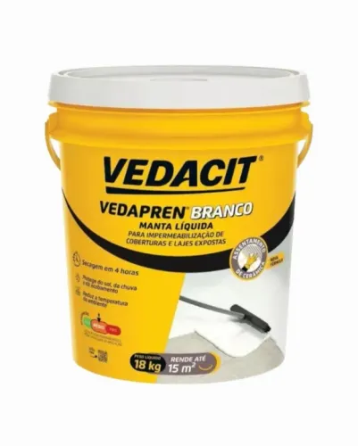Vedacit Vedapren Branco 18kg - Impermeabilização de Coberturas e Lajes
