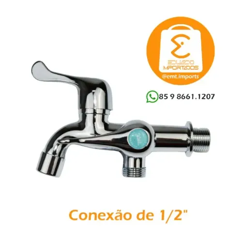Torneira para Tanque Duas Saídas ABS Cromado Parede TO-0939
