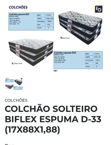 Colchão Solteiro Biflex D33
