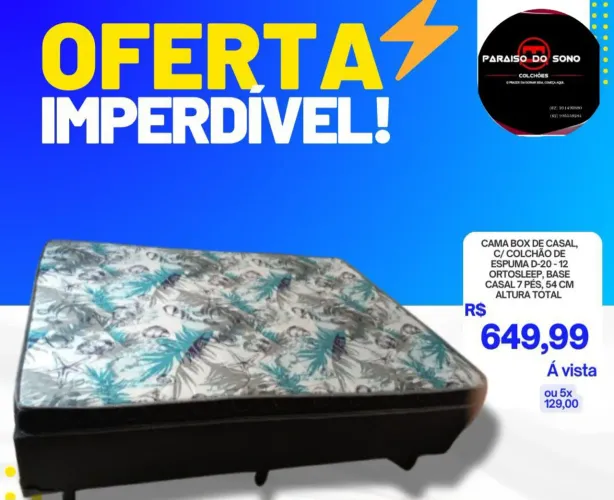Cama Box de Casal com Colchão de Espuma D-20-12