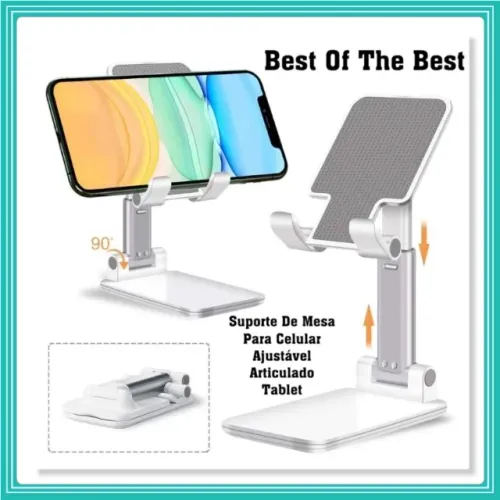 Suporte De Mesa Para Celular Ajustável Tablet Smartphone Cor Branco