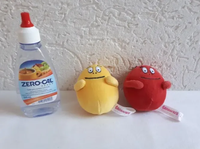 Kit 2 unids Chaveiros Pendantes Barbapapa Amarelo e Vermelho trazido do Japão