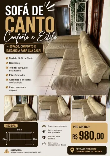 SOFÁ DE CANTO BEGE