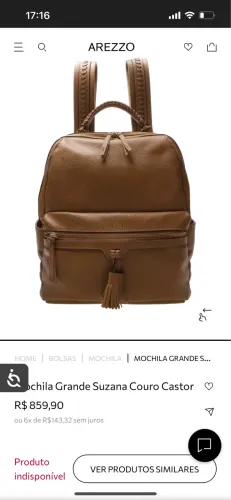 Mochila de couro marrom verídico Arezzo