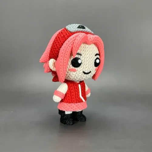 Sakura Naruto Boneco 3D Estilo Crochê 20cm