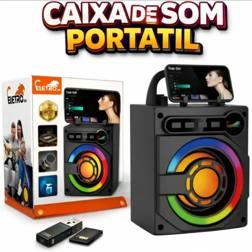 Super Caixinha de som potente completa Bluetooth Rádio Pendrive recarregável bivolt