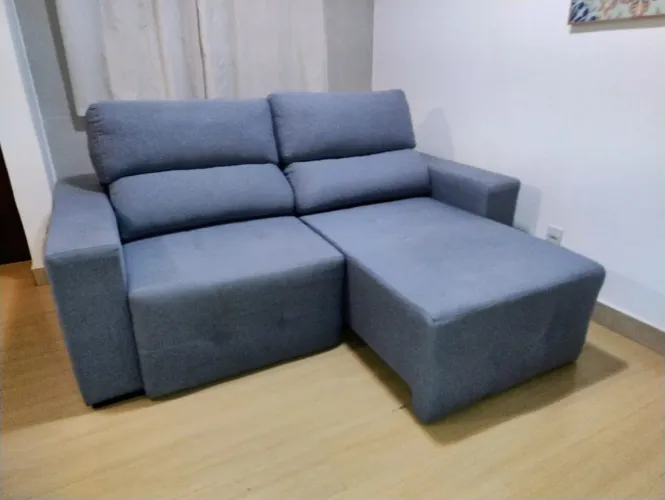 Sofá Retrátil sala 2 módulos de linho