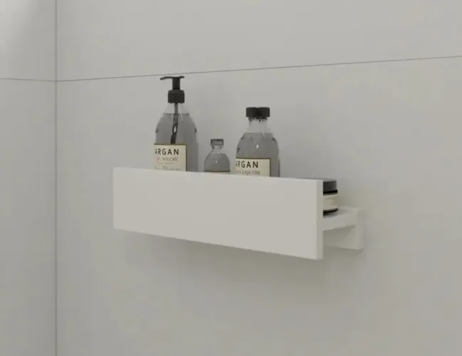 Porta Shampoo Linear 60cm Branco em Pedra Natural