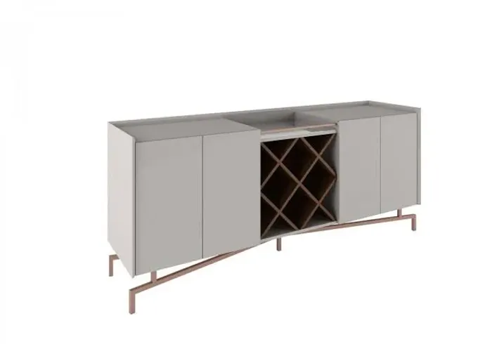 BALCÂO BRAGA 1,80M OFF-WHITE BRILHO C/ AVELÃ (METAL COBRE)