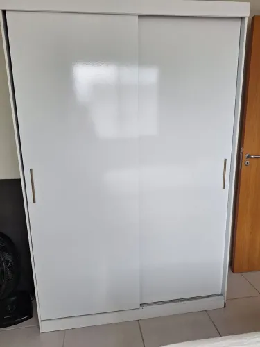 Guarda-Roupa Solteiro Branco 2 Portas de Correr