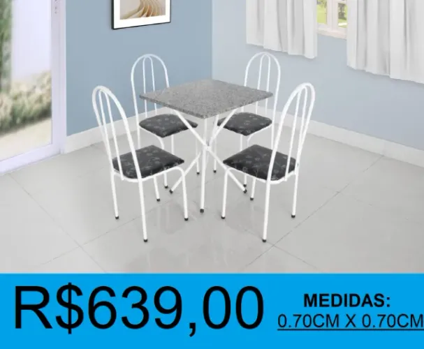 Mesa pequena de granito com 4 cadeiras - temos a pronta entrega