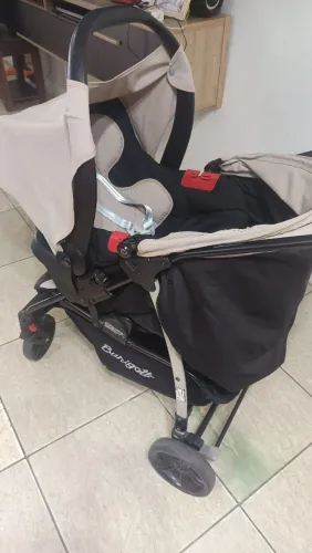 Carrinho+ bebê conforto Burigotto preto/bege