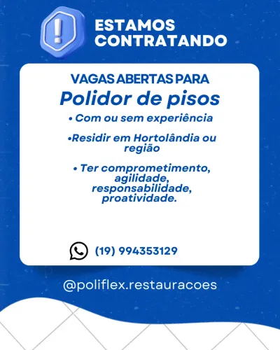 Polidor de pisos com ou sem experiência
