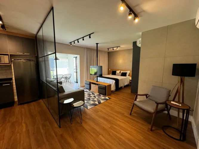 Imóvel MOBILIADO para aluguel possui 77 metros quadrados com 1 quarto