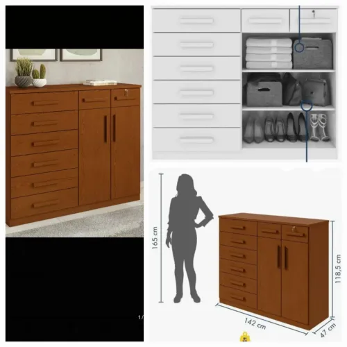 Vende-se Cômoda, possui 8 gavetas e 2 portas. Não entrego e já vai desmontado
