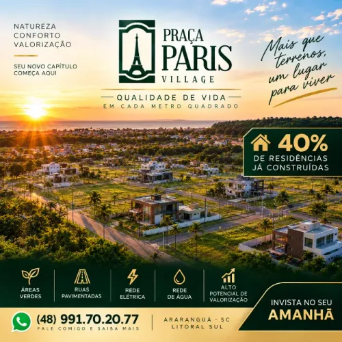 Terreno 12x25 parcelado em 60x em Araranguá-SC  - Solicite sua simulação de parcela