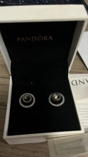Brinco Pandora Signature Círculo Pavé Em Prata 925 Original