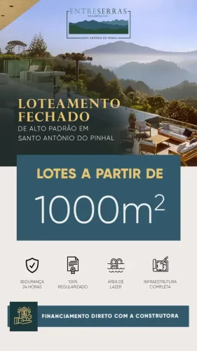 Áreas para Venda a partir de 1.000 m² - Condomínio ENTRESERRAS - Santo Antônio do Pinhal