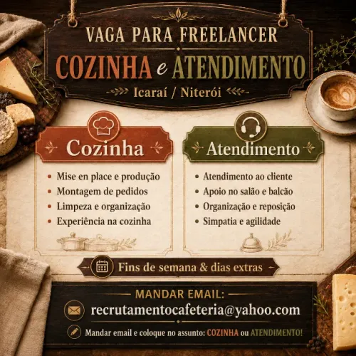 Vaga Freelancer Cozinha / Atendimento Icaraí - Niterói