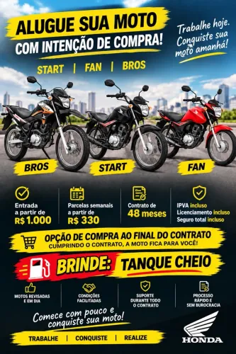 Honda 2026 LOCAÇÃO COM INTENÇÃO DE COMPRA