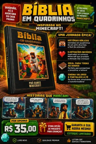 BÍBLIA INFANTIL EM QUADRINHOS INSPIRADA EM MINECRAFT LACRADA