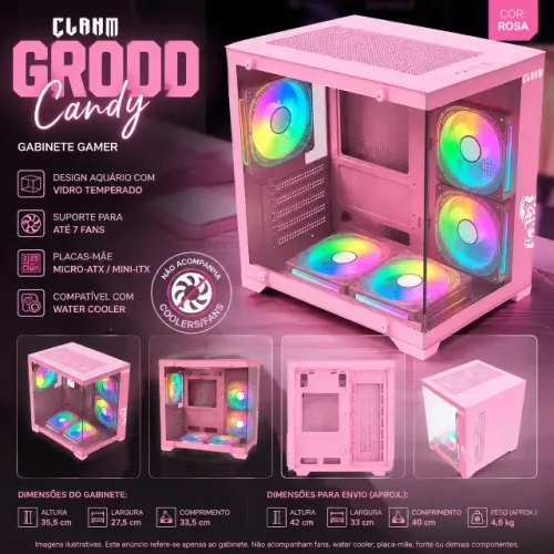 Gabinete Gamer Candy Grodd CLANM SEM FANS