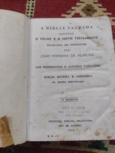 Biblia antiga 1953 velho e novo testamento 
