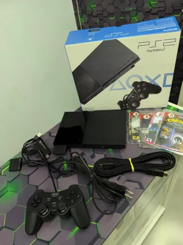 PlayStation 2 Slim (Super Slim) Completo e Caixa!