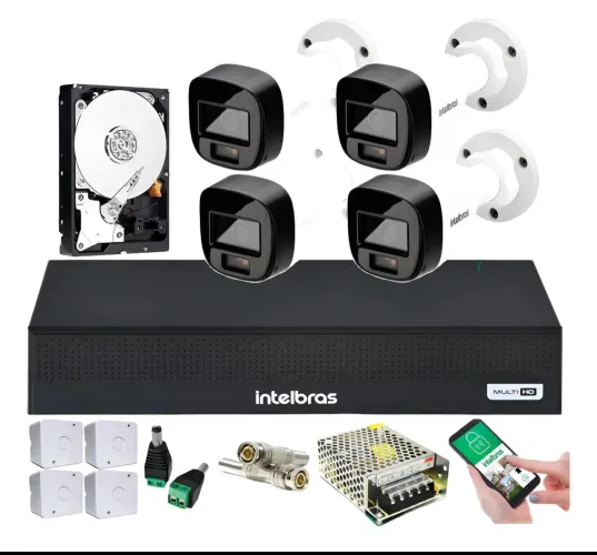Kit 4 canais HD completo Intelbras