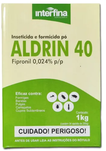 Aldrin 40 Pó Rosa Formigas Baratas Carrapatos Pulgas 1kg