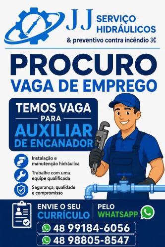 Vaga auxiliar de encanador