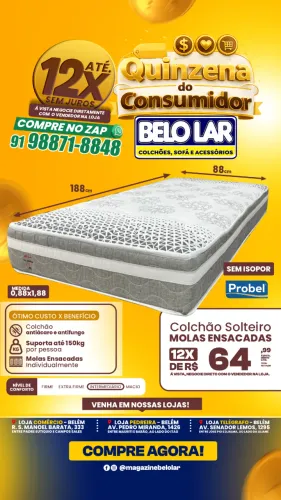 Colchão Solteiro Molas Ensacadas