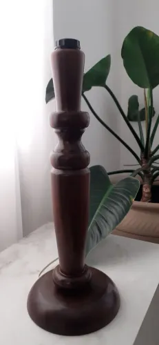 Abajur vintage imbuia maciça relíquia 