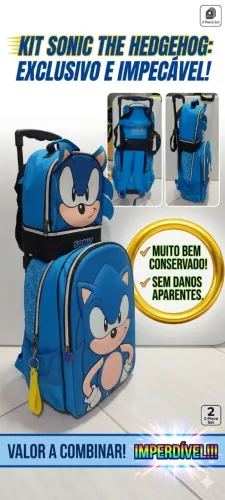 Kit escolar mochila+lancheira do sonic