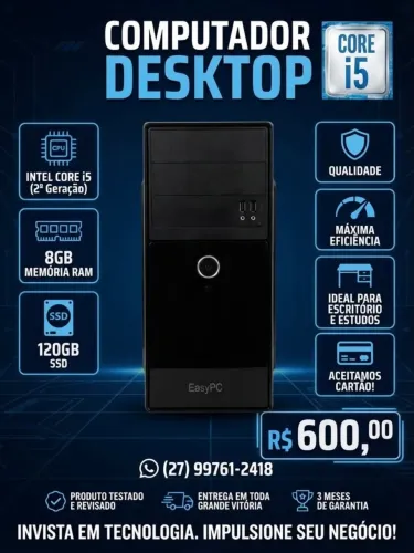 PC Desktop Core i5 / 8GB RAM / SSD 120GB - Ótimo Preço!