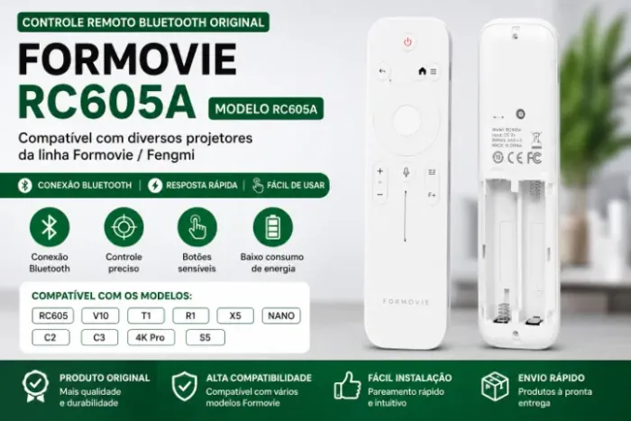 CONTROLE REMOTO BLUETOOTH ORIGINAL FORMOVIE S5 X5 V10 MODELO RC605A