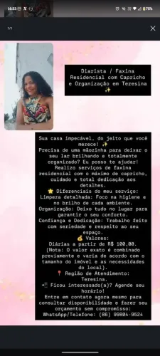 Precisando de faxina, estou a disposição ?