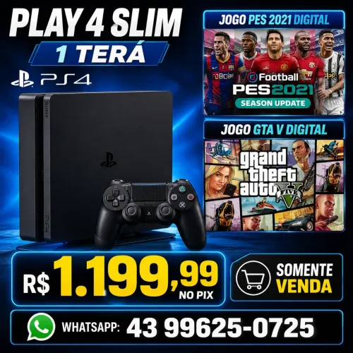 Play 4 slim com pes 2021 e GTA V, não vendo pra outro estado