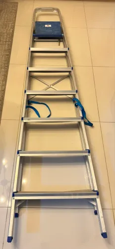 Escada Alumínio 6 Degraus Reforçada 120kg Alumab Prata/azul