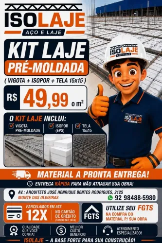 Kit Laje 15x15 ( Vigota + Isopor + Tela Malha 15x15 )