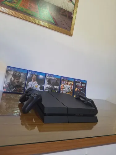 PS4 FAT 500 GB REVISADO + 2 CONTROLES + 5 JOGOS | PERFEITO ESTADO !