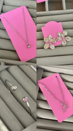 Kit prata (Colar, brinco e bracelete) hipoalergênico - Aço inoxidável