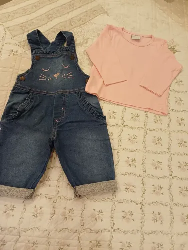 Conjunto Infantil Jardineira e camiseta Manda Longa tam G - 1 a 2 anos