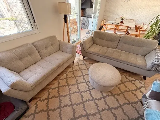 Conjunto Sofá 2 E 3 Lugares Com Puff