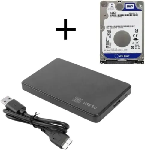 HD Externo 500GB USB 3.0 - Case com HD