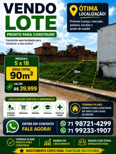 Terreno 5x19 90 mts