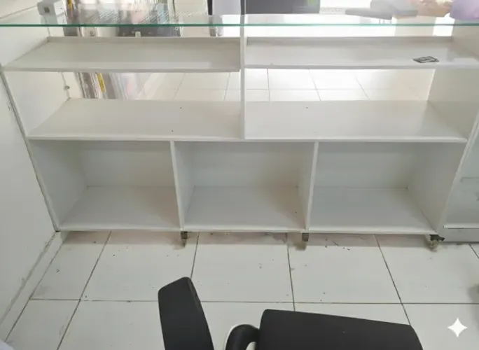 BALCAO MDF COM VIDRO + BALCAO MDF COM CAIXA